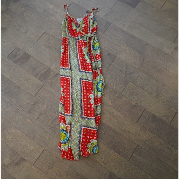 Band of Gypsies Anthro Dress Womens Small Red Bohemian Floral PANEX OVERSEAS - Picture 1 of 7